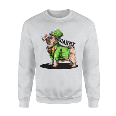 Personalized St. Patrick Gift Idea - Cool Bulldog Is Smoking - Standard Crew Neck Sweatshirt